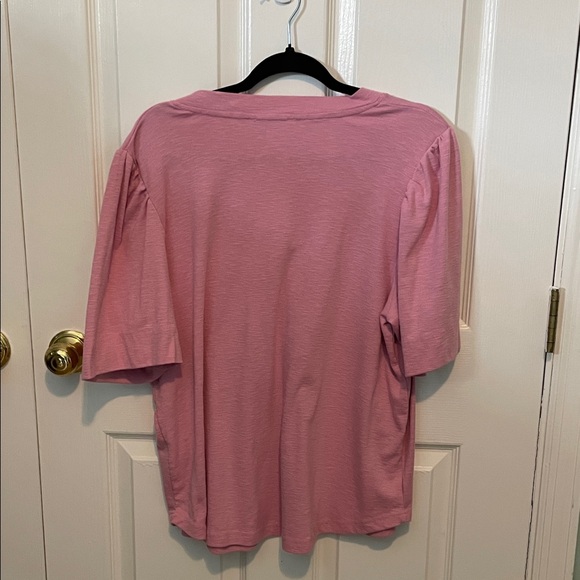 Jane and Delancey Pink V-Neck Elbow Sleeve Top - Picture 5 of 6